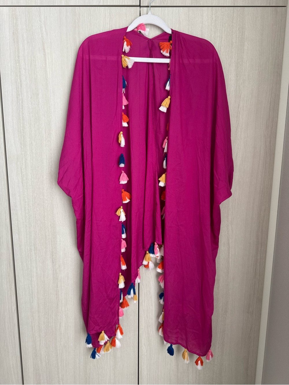 Saks Fifth Avenue Bright Pink Modal Tassel Trim Cover-Up